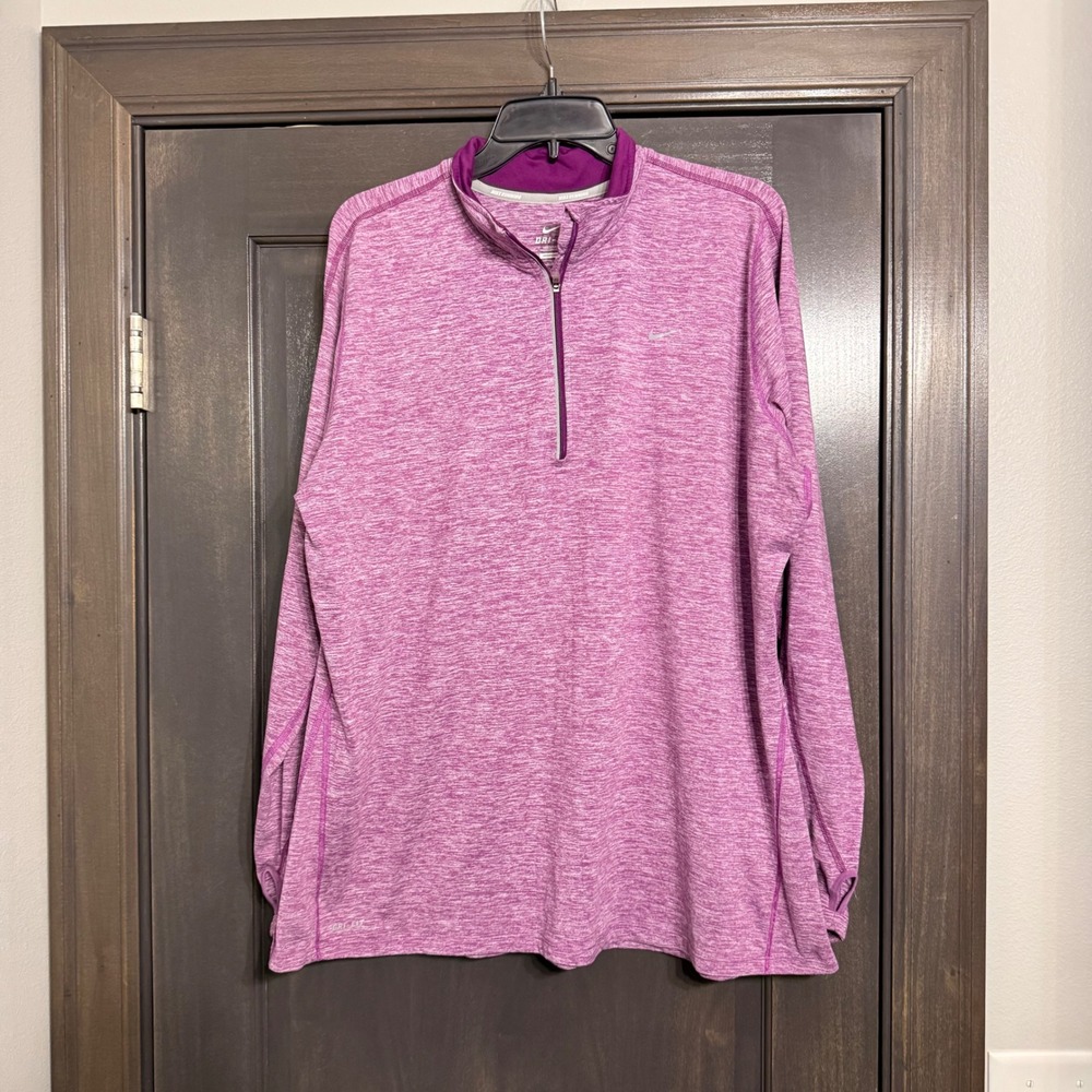 Nike Dri-FIT Purple Heathered Quarter Zip Running Top Women 2X Thumbholes